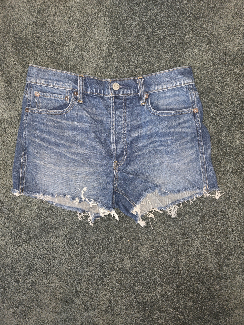 GAP Women's Medium Blue Frayed Hem Denim Cutoff Shorts
